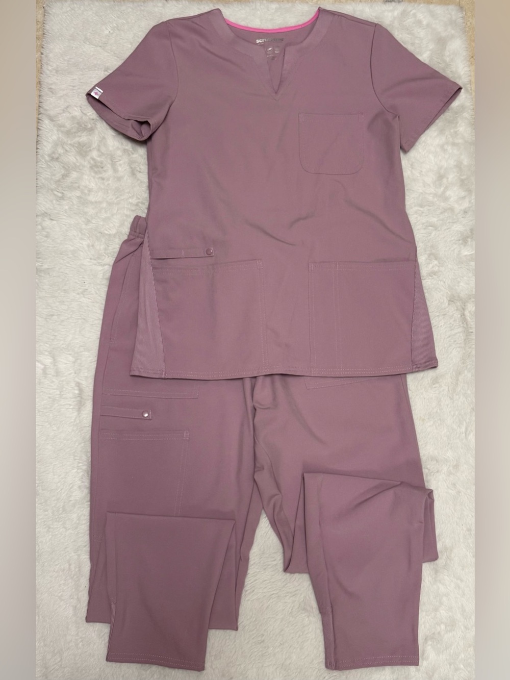 Women's Scrub Set in Mauve - Classic V-Neck Top & Cargo Pants